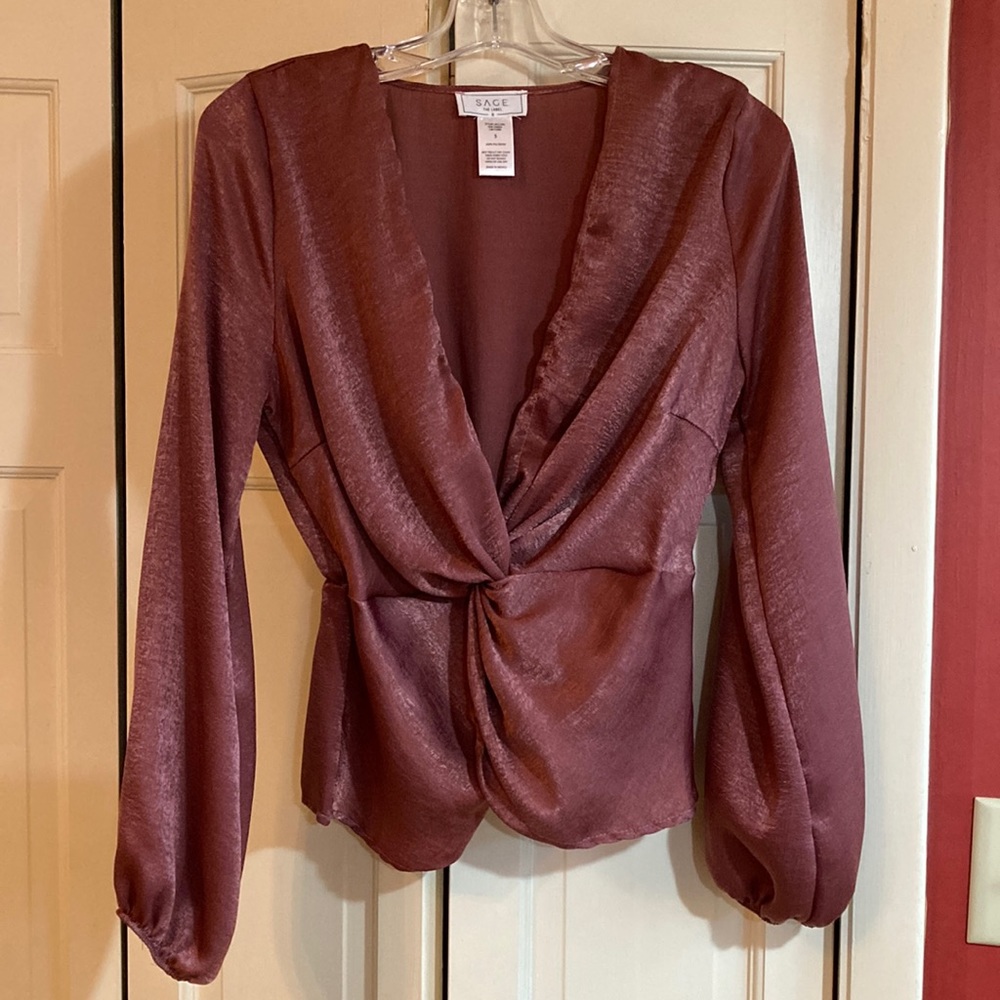 Sage The Label Maroon Blouse, S
